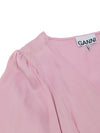 GANNI Top in Satin Rosa con Allacciatura ad Incrocio Ganni da donna