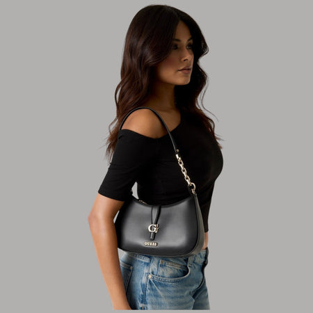 Guess Borsa a Spalla Carrie in Similpelle con Logo e Zip dorata
