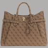 Guess borsa a mano Yesba latte con tracolla e logo dorato