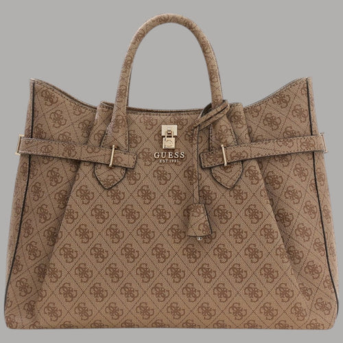 Guess borsa a mano Yesba latte con tracolla e logo dorato