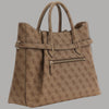 Guess borsa a mano Yesba latte con tracolla e logo dorato