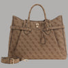 Guess borsa a mano Yesba latte con tracolla e logo dorato
