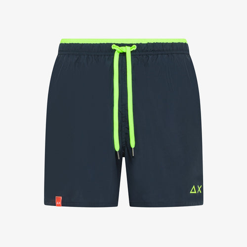 Costume uomo Sun68 blu navy shorts mare in nylon con dettagli fluo