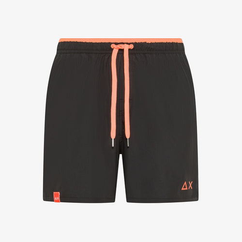 Costume uomo Sun68 nero shorts mare in nylon con coulisse fluo
