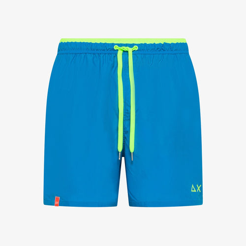 Costume uomo Sun68 turchese shorts mare in nylon con dettagli fluo