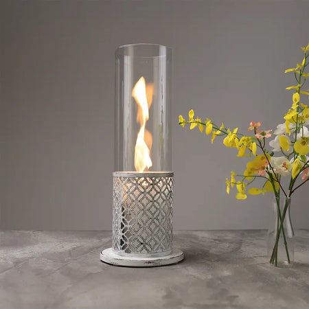 Lampada a Bioetanolo da Tavolo "Tolosa" in Acciaio per arredamento Bar e Ristoranti