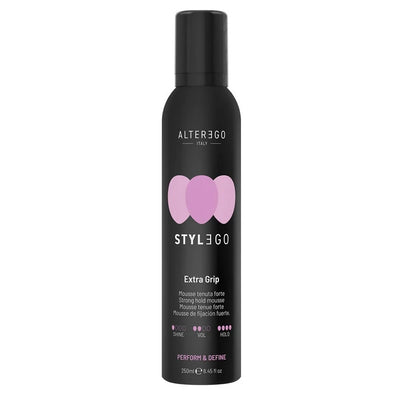 alterego stylego perform e define extra grip 250 ml mousse extra tenuta per look decisi e strutturati