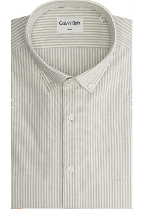 calvin klein CAMICIA WASHED OXFORD STRIPE SLIM da uomo