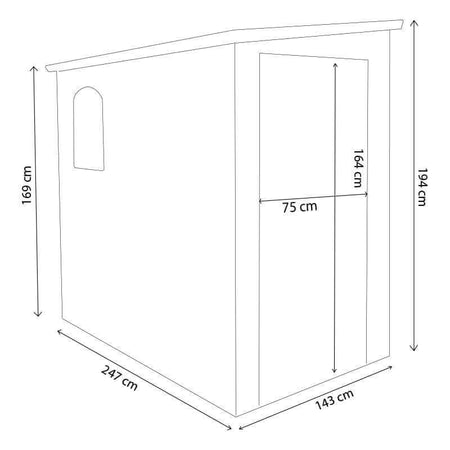 TOOL - casetta in resina da giardino porta attrezzi cm 143x247x194 h Grigio chiaro
