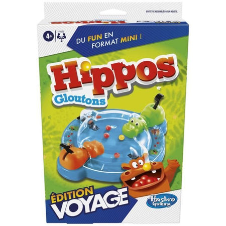 Gluttonous Hippos Travel, gioco da tavolo da viaggio per 2 giocatori, dai 4 anni, Hasbro Gaming