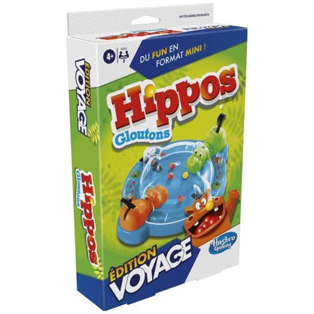 Gluttonous Hippos Travel, gioco da tavolo da viaggio per 2 giocatori, dai 4 anni, Hasbro Gaming