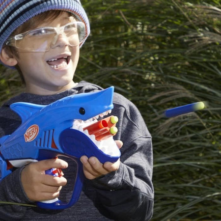 Blaster Nerf Junior Wild Sharkfire, facile da usare, 8 dardi Nerf Elite, dai 6 anni