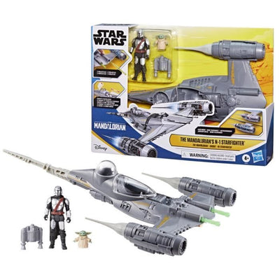 La nave Starfighter N-1 del Mandalorian, figurine Grogu e Mandalorian da 10 cm, giocattolo per bambini dai 4 anni, Star Wars Epic Her