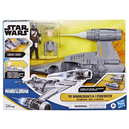 La nave Starfighter N-1 del Mandalorian, figurine Grogu e Mandalorian da 10 cm, giocattolo per bambini dai 4 anni, Star Wars Epic Her