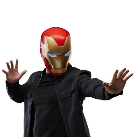 Casco elettronico Iron Man, con effetti di luce, giocattolo cosplay da collezione premium per adulti, serie Marvel Legends