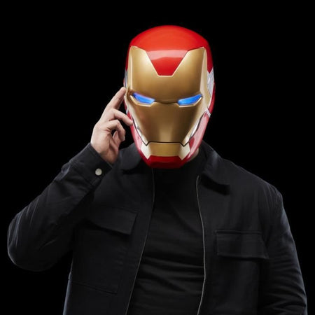 Casco elettronico Iron Man, con effetti di luce, giocattolo cosplay da collezione premium per adulti, serie Marvel Legends