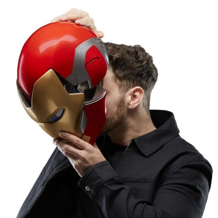 Casco elettronico Iron Man, con effetti di luce, giocattolo cosplay da collezione premium per adulti, serie Marvel Legends