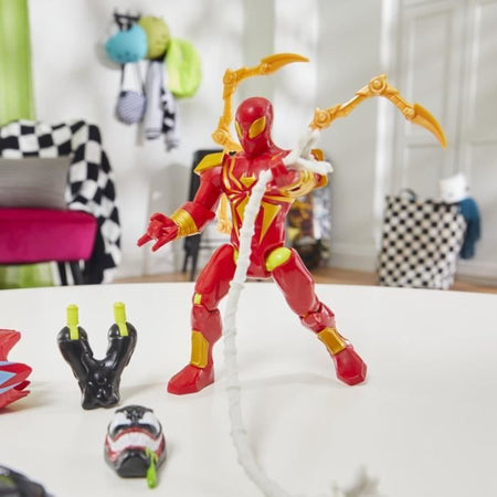 MixMashers Iron Spider Deluxe, statuetta personalizzabile da 12 cm da abbinare e mescolare con accessori, Marvel, da 4 anni