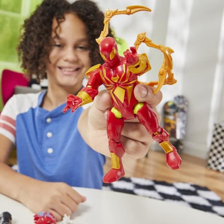 MixMashers Iron Spider Deluxe, statuetta personalizzabile da 12 cm da abbinare e mescolare con accessori, Marvel, da 4 anni