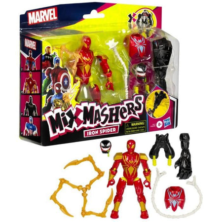 MixMashers Iron Spider Deluxe, statuetta personalizzabile da 12 cm da abbinare e mescolare con accessori, Marvel, da 4 anni