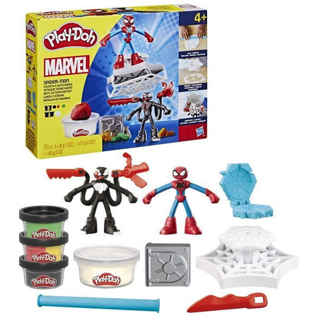 Play-Doh Spider-Man, set Slash Attack con 2 personaggi flessibili, 7 accessori e pasta modellabile, dai 4 anni, Marvel