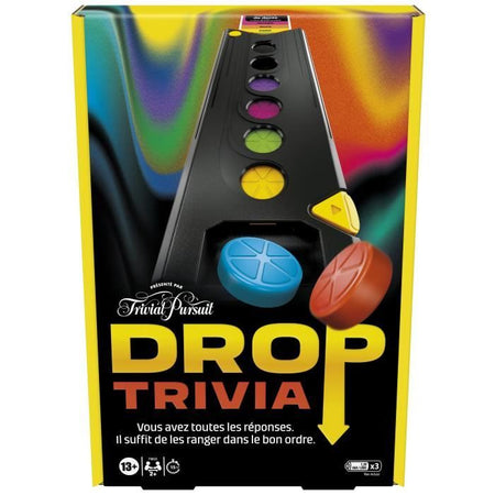 Drop Trivia, gioco elettronico di gruppo con voce e suoni, dai 13 anni, 2 giocatori o più, 15 min, ispirato a Trivial Pursuit, Hasbro Ga