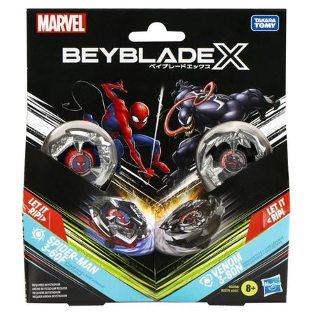 Beyblade X Marvel Collaborazione Spider-Man 3-60F vs. Venom 3-80N, confezione multipla