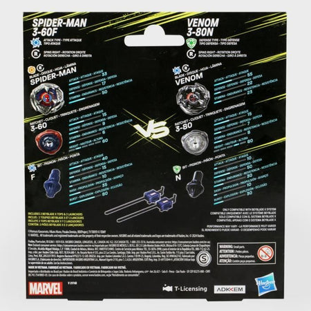 Beyblade X Marvel Collaborazione Spider-Man 3-60F vs. Venom 3-80N, confezione multipla