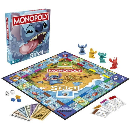 Monopoly Stitch, gioco da tavolo, da 2 a 4 giocatori, 30 minuti, edizione Disney Lilo & Stitch, da 8 anni in su