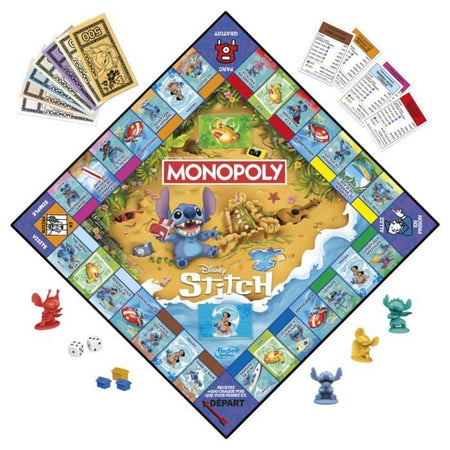 Monopoly Stitch, gioco da tavolo, da 2 a 4 giocatori, 30 minuti, edizione Disney Lilo & Stitch, da 8 anni in su