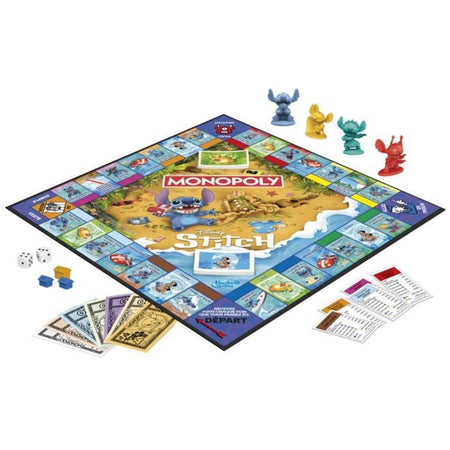 Monopoly Stitch, gioco da tavolo, da 2 a 4 giocatori, 30 minuti, edizione Disney Lilo & Stitch, da 8 anni in su