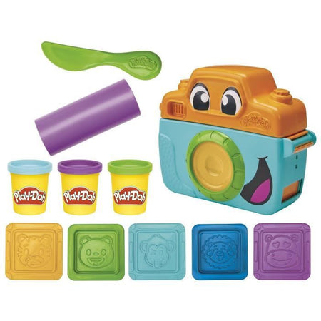 Play-Doh My Little Photos Starters, pasta da modellare, macchina fotografica finta, 7 accessori e tappetino per attività, dai 2 anni in su