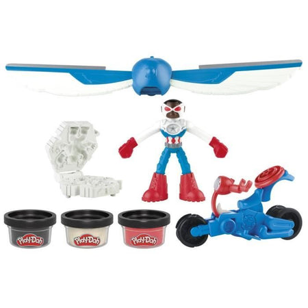 Play-Doh Captain America, set Sharp Motorcycle con personaggio flessibile, 3 accessori e pasta da modellare, dai 4 anni, Marvel