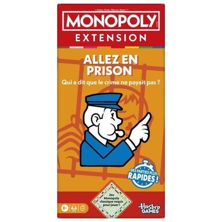 Espansione Monopoly Go to Jail, rende il classico gioco Monopoly più divertente e veloce, giochi da tavolo, da 2 a 6 giocatori, 40 m