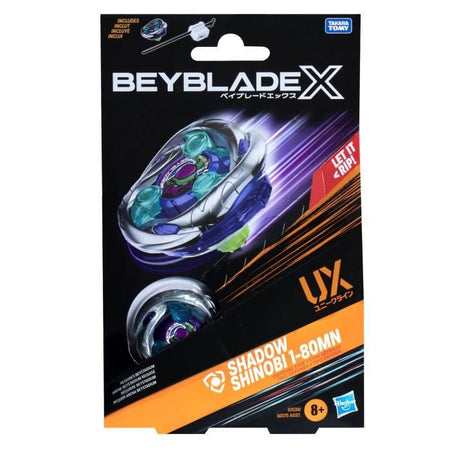 Beyblade X Starter Pack Shadow Shinobi 1-80MN UX con trottola di tipo difensivo e lanciatore, età 8+