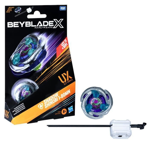 Beyblade X Starter Pack Shadow Shinobi 1-80MN UX con trottola di tipo difensivo e lanciatore, età 8+