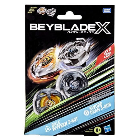Beyblade X Dual Pack Gale Wyvern 3-60T e Sword Dran 3-80B, 2 autentici Takara Tomy Right Spin Competition Top, Des