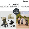 HAUK - Set da viaggio 3 in 1 Shop N Care Trio - Passeggino + Navicella + Seggiolino auto + Adattatori - 4 ruote - Oliva