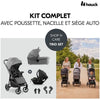 HAUK - Set da viaggio 3 in 1 Shop N Care Trio - Passeggino + Navicella + Seggiolino auto + Adattatori - 4 ruote - Grigio