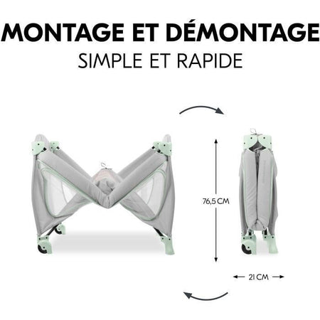 Lettino da viaggio - HAUCK - SLEEP N PLAY GO PLUS - 60 x 120 cm - Dalla nascita - Pieghevole - Ruote - Dusty Mint