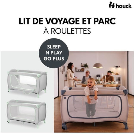 Lettino da viaggio - HAUCK - SLEEP N PLAY GO PLUS - 60 x 120 cm - Dalla nascita - Pieghevole - Ruote - Dusty Mint