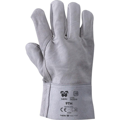 Guanti 9TH in crosta bovina rinforzati con polsino h 7 cm T.10