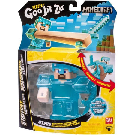 Figura elastica - GOO JIT ZU - Minecraft Steve - 11 cm - Texture elastica - 3x elastico