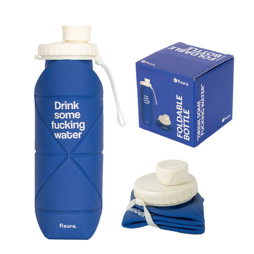 FISURA Bottiglia pieghevole con scritta Drink some fucking water