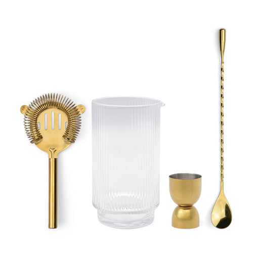 Set di Attrezzi da Bar Renley - Jigger, Colino, Cucchiaio e Bicchiere - Oro
