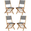 Set di 4 sedie da giardino in legno di acacia FSC e seduta in textilene - 50 x 57 x 90 cm - Grigio