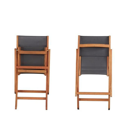 Set di 2 sedie in legno di acacia FSC e textilene - Grigio