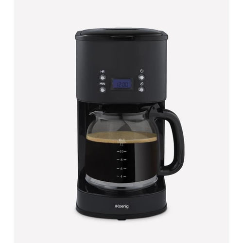 Caffettiera programmabile - HKoeNIG - MG32 - 1,5 L (12 tazze) - 1000 W - Schermo LCD - Mantieni caldo - Nero e acciaio inossidabile