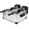 HKoeNIG DFX600 - Friggitrice doppia 2x3L - 3600W - 2 termostati indipendenti - Cestelli estraibili - Filtri antiodore - Acciaio