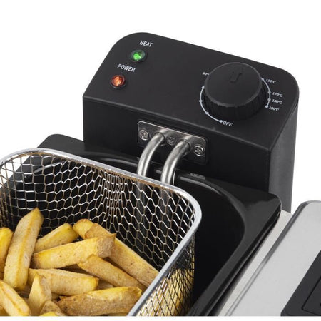 HKoeNIG DFX600 - Friggitrice doppia 2x3L - 3600W - 2 termostati indipendenti - Cestelli estraibili - Filtri antiodore - Acciaio